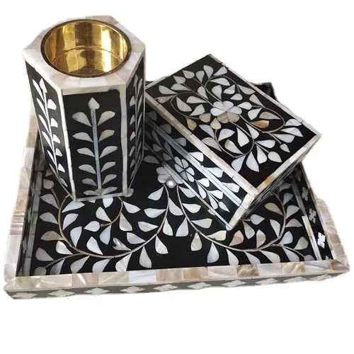 ROYAL LOOK MOTHER of PEARL and RESIN BAKHOOR BURNER TRAY BOX SET at REASONABLE RATE by ZAM IMPEX