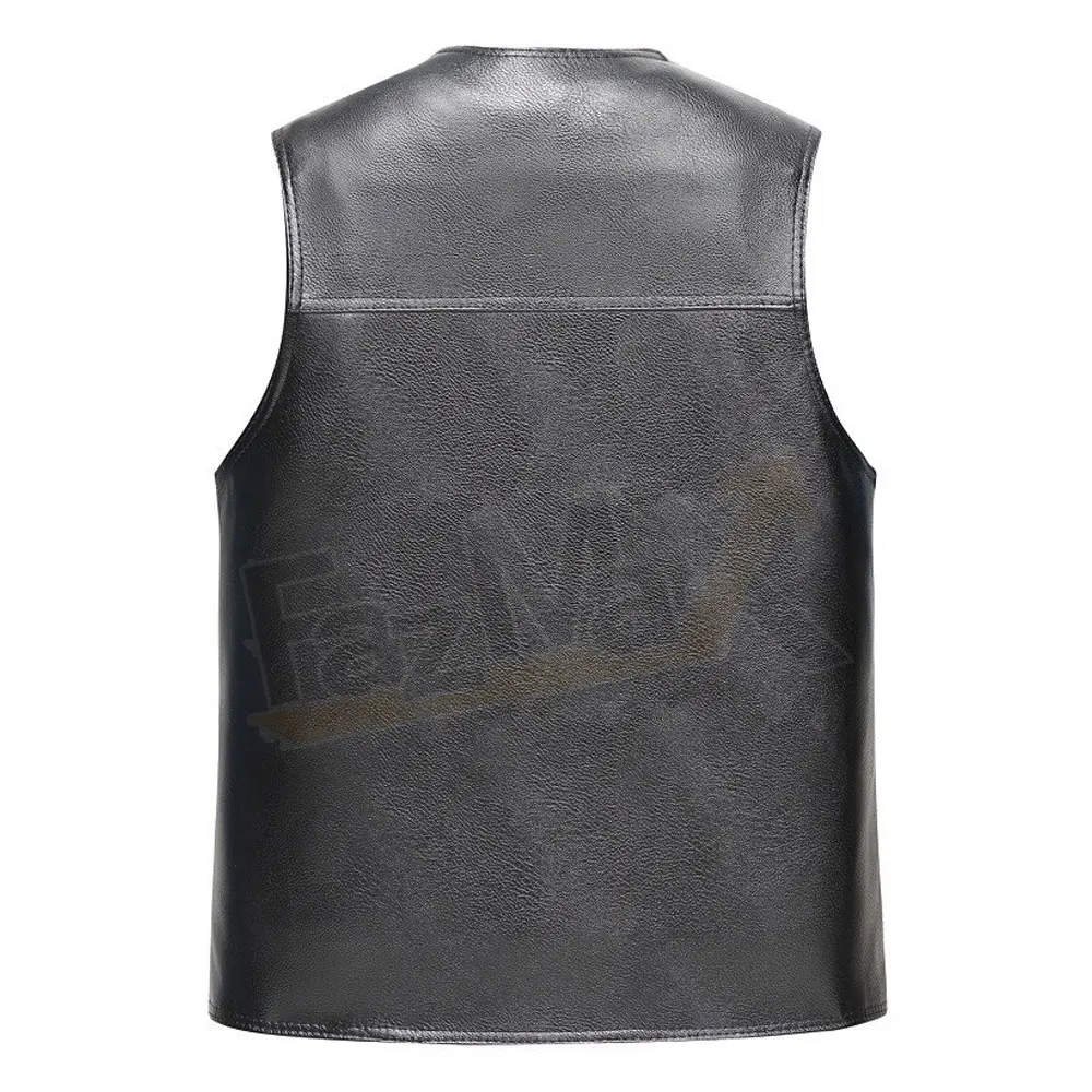 2022 OEM Custom Men Leather Motorbike Vest Lightweight Good Quality Men Motorcycle Leather Vest