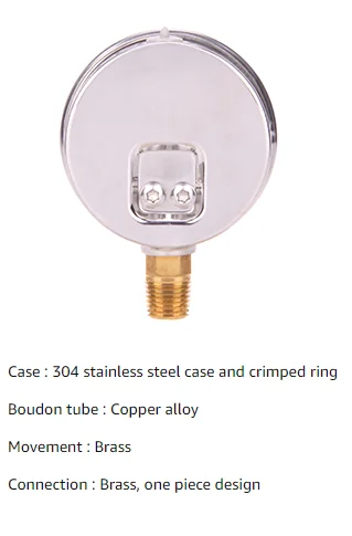 Factory direct Carbon Steel 63mm Bottom Glycerine Filling Hydraulic Water Gas Oil Pressure Gauges Manometer