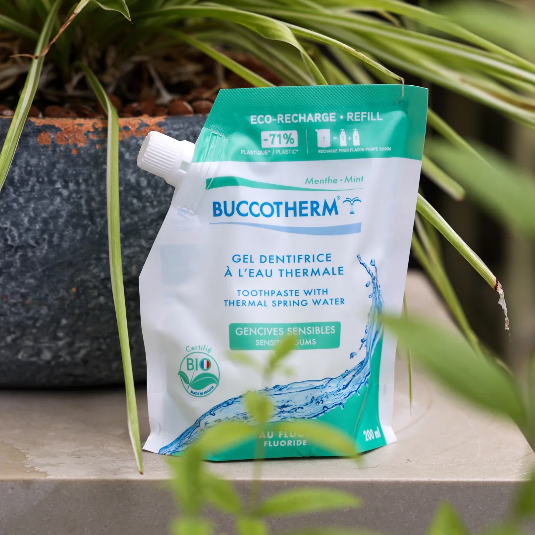Eco-Refill Doypack of Toothpaste for Sensitive Gums 99% natural and organic certified made with Thermal Springwater - Mint 200ML