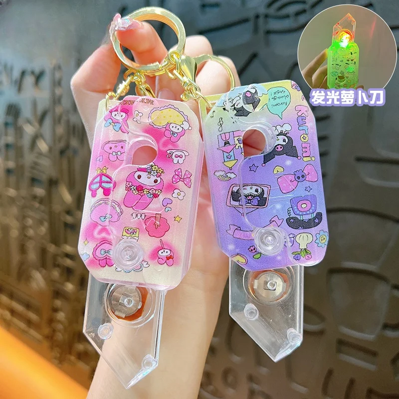 Sanrio cartoon Koulomi flashing light radish knife key chain net red decompression toy key chain gift