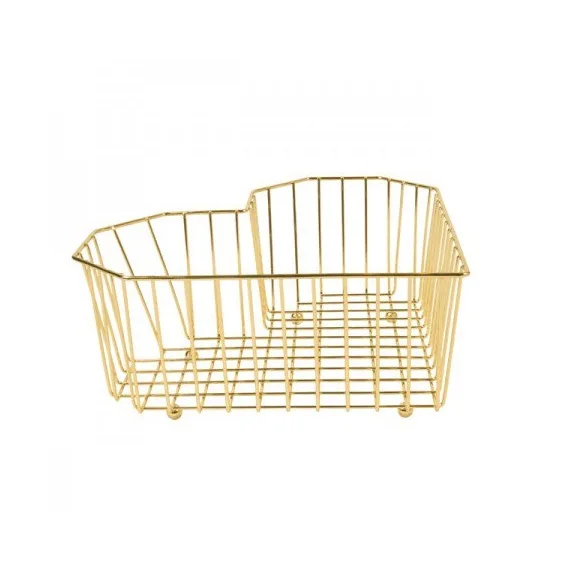 Premium Handmade Organic Fruit Bowl Basket Heart Shape Gold Plated Food Organizer Holder Metal for Home Hotels Wedding Tabletop