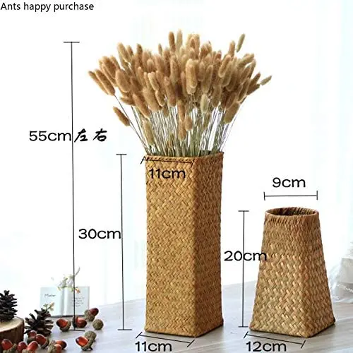 Natural Seaweed Weave Basket Pastoral Rattan Vase Bamboo Weaving Room Flower Arranger Gypsophila Dried Flower Vase Decoration