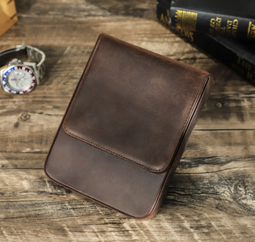 Personalized Fountain Pen Case Genuine Leather Holder Pencil Pouch Retro Pen Box Organizer School Office Men Women gift