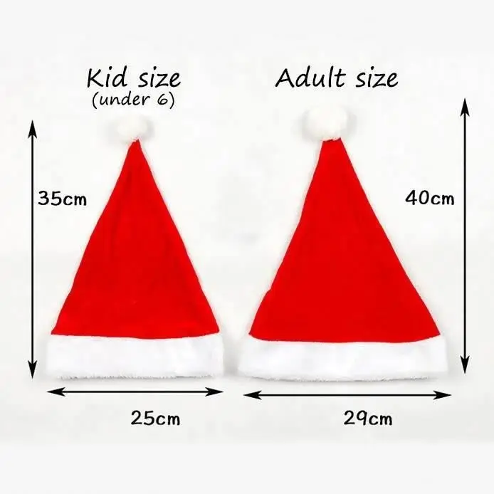 Factory Direct Price Plush Happy New Year Sublimation Christmas Santa Hat For Adults Custom Santa Hat