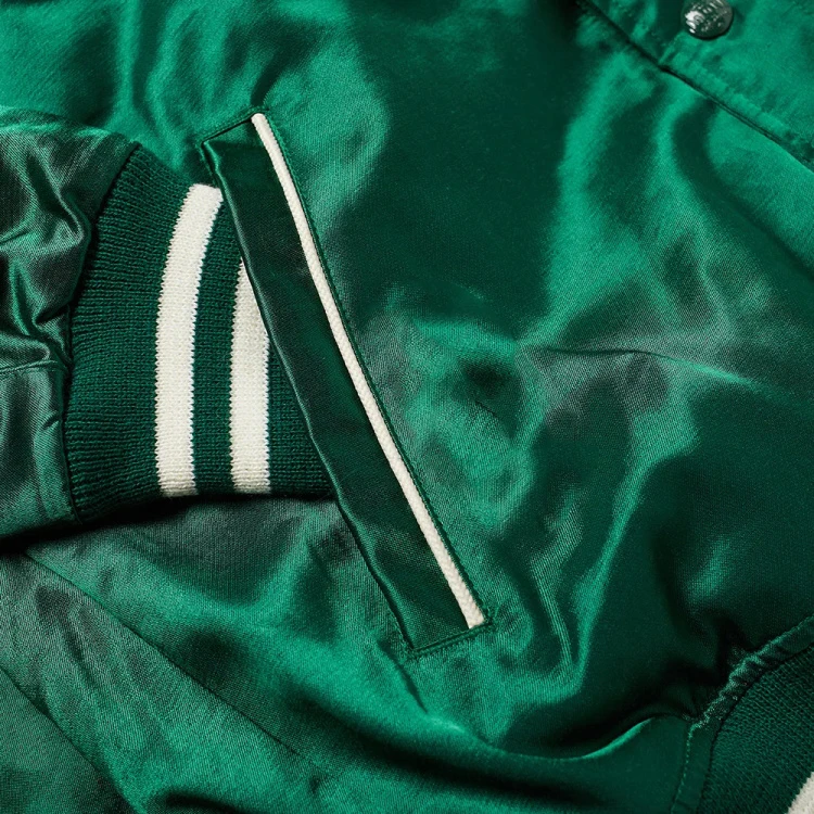 Men Bomber Satin Baseball Jackets / Cheap Price Satin Jackets Starter Embroidered Long Sleeve Silk Fabric School And College