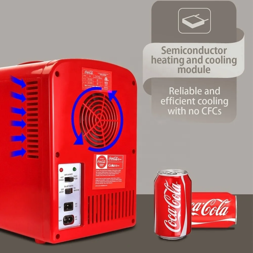 4L Red Mini Refrigerator Portable With speakerHotel Car Fridge Cosmetic Drink Cooling  Customization Mini Fridge
