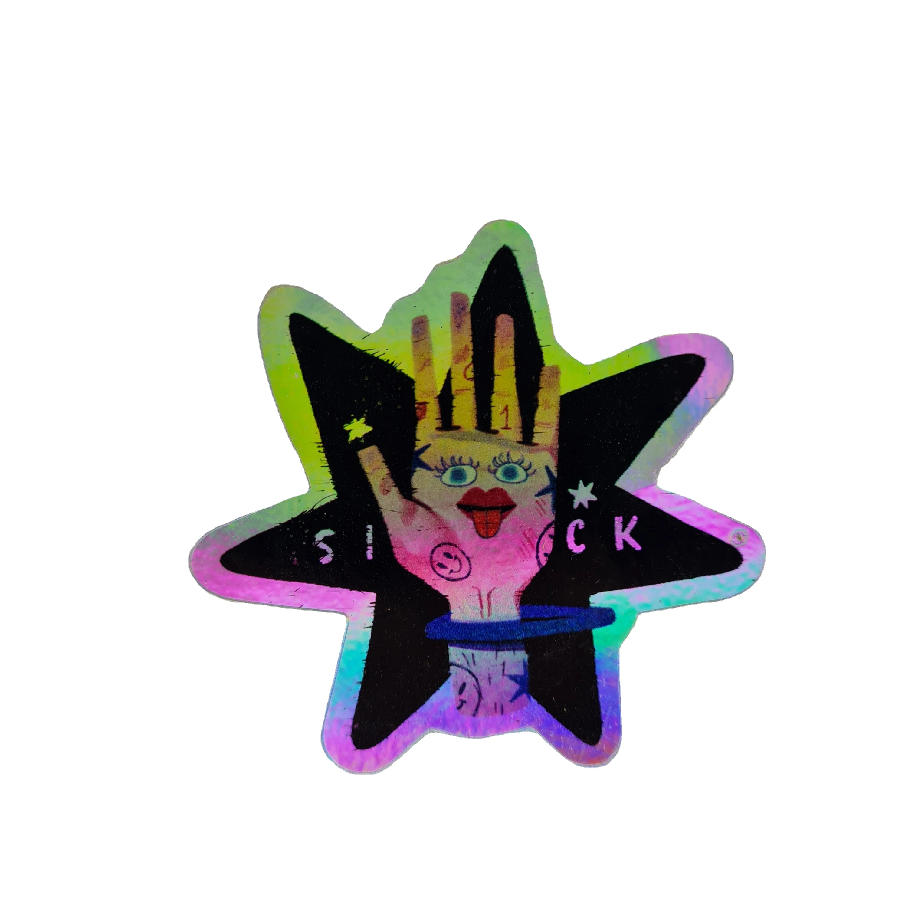 Custom Made Waterproof Holographic Vinyl Sticker Gold Stamping Surface Finish Silk Screen Interior Decorative Hologram Label