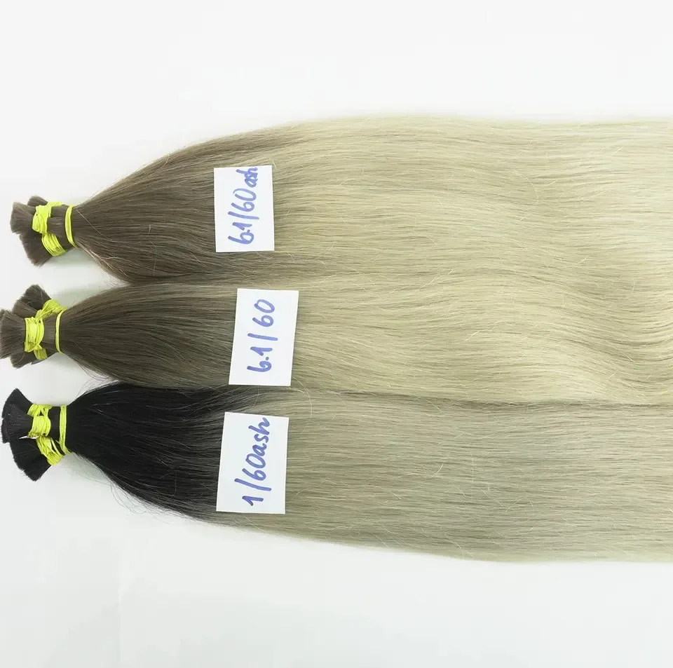 Premium Bulk hair genius weft super double drawn best sellers in Vietnamhair light blonde color hair extensions straight pattern