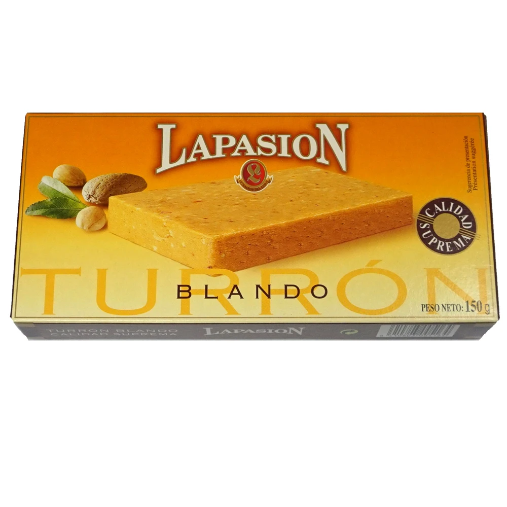 Supreme quality soft turron made with almond 150g in a case for supermarket