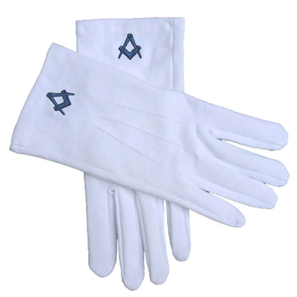 Latest Design Comfortable Masonic Regalia White Soft Leather Gloves Embroidered Logo