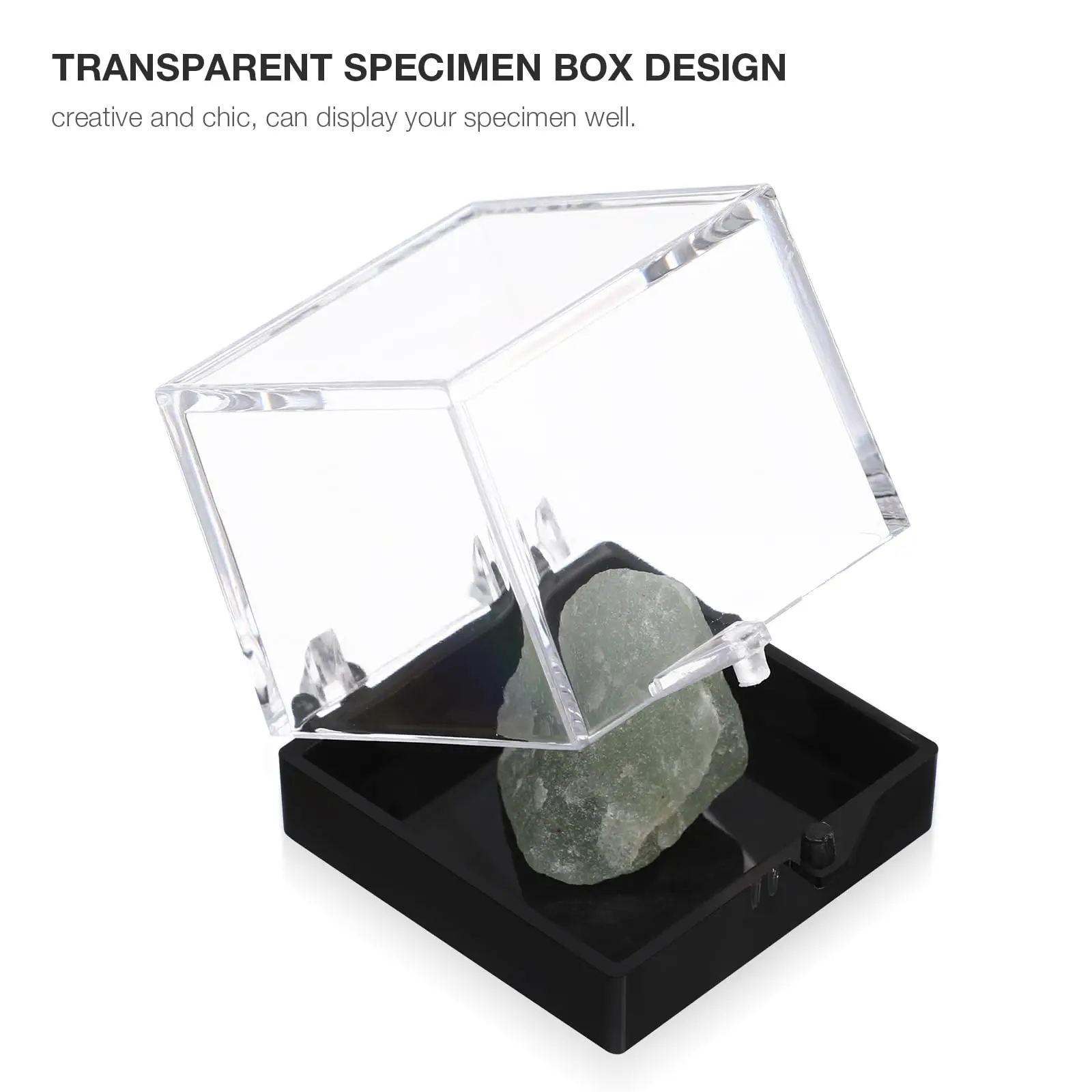 3.5X3.5X3.5cm Black-Bottom Mineral Specimen Display Case Square Loose Stone Fossil Coral Plastic Containers