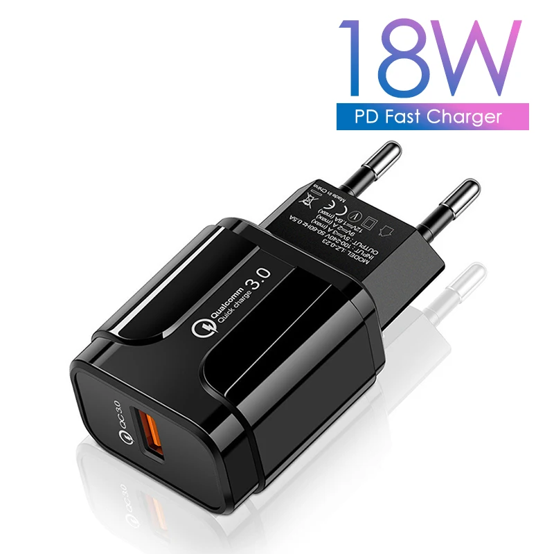QC3.0 Quick Charge 18W  Mobile Phone Chargers Power Supplies Portable QC 18W Fast Charger Adapter