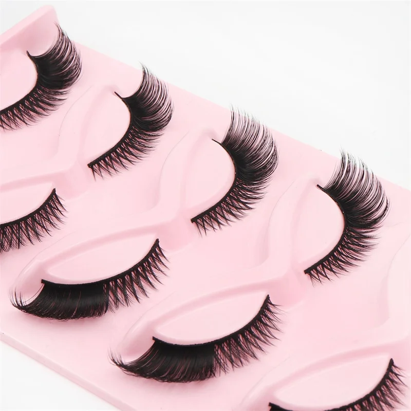Wholesale New curlicat eye 3D eyelashes curling false eyelashes   eye tail pull long soft 5 pairs Fox  false eyelashes