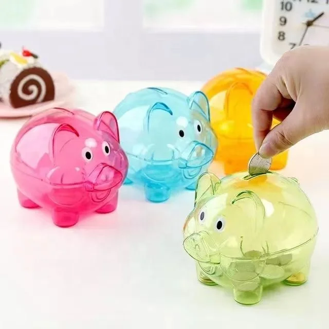 Hot-selling Lovely Custom Logo and Color piggy bank plastic money box Clear piggy bank for children storage of coins