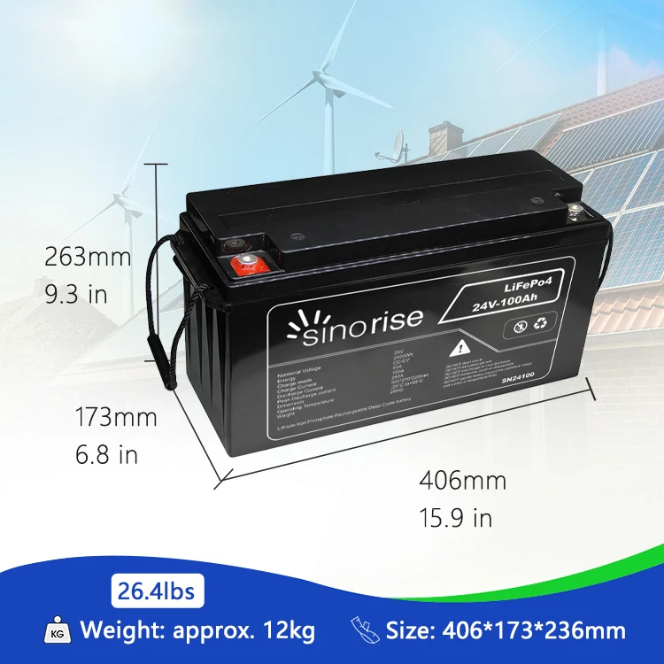 Sinorise 12V 24V 100AH 200AH UPS lipo Lifepo4 deep cycle Lithium ion Battery