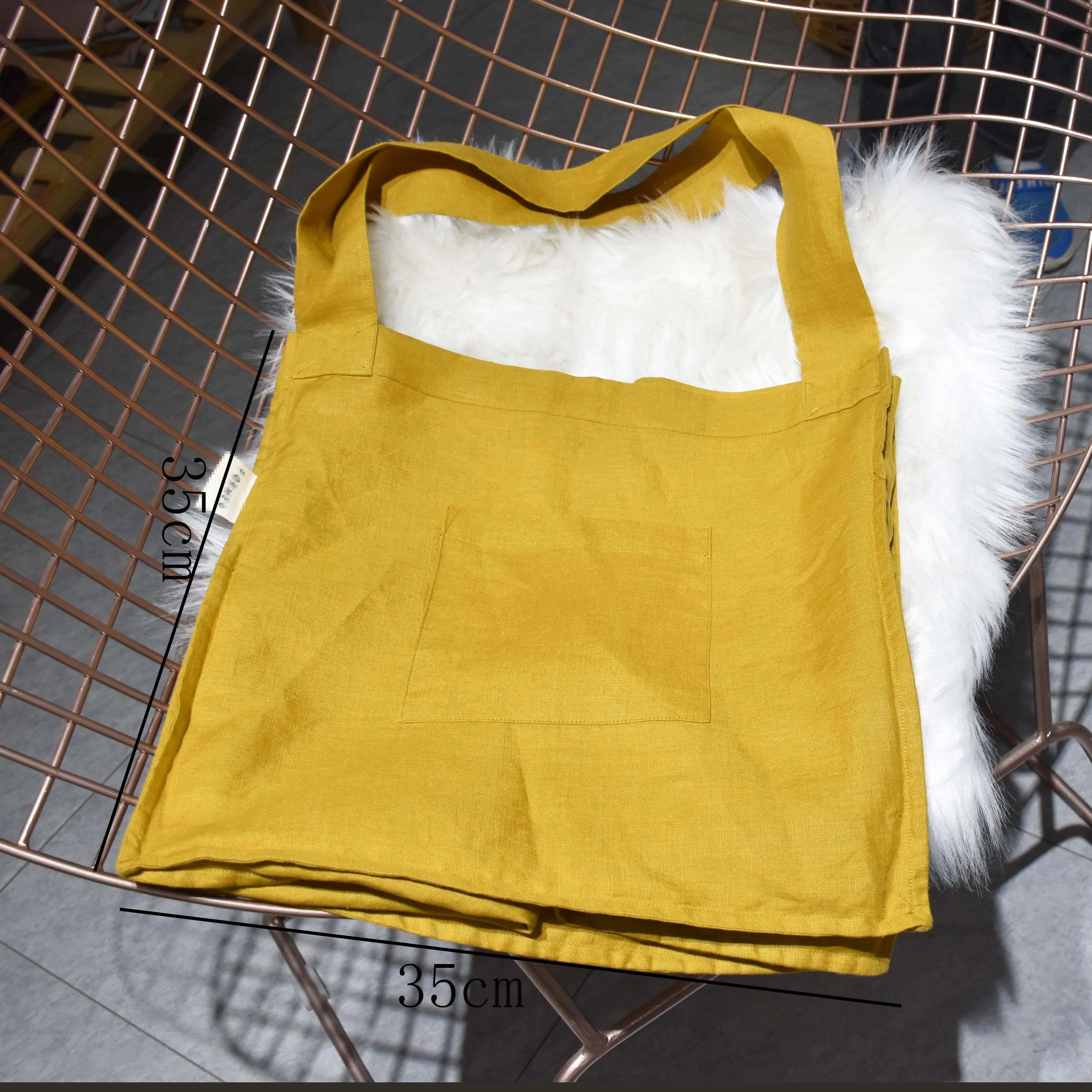 custom tote bag linen full colour print friendly yellow large shopping bag 100% pure linen tote bags