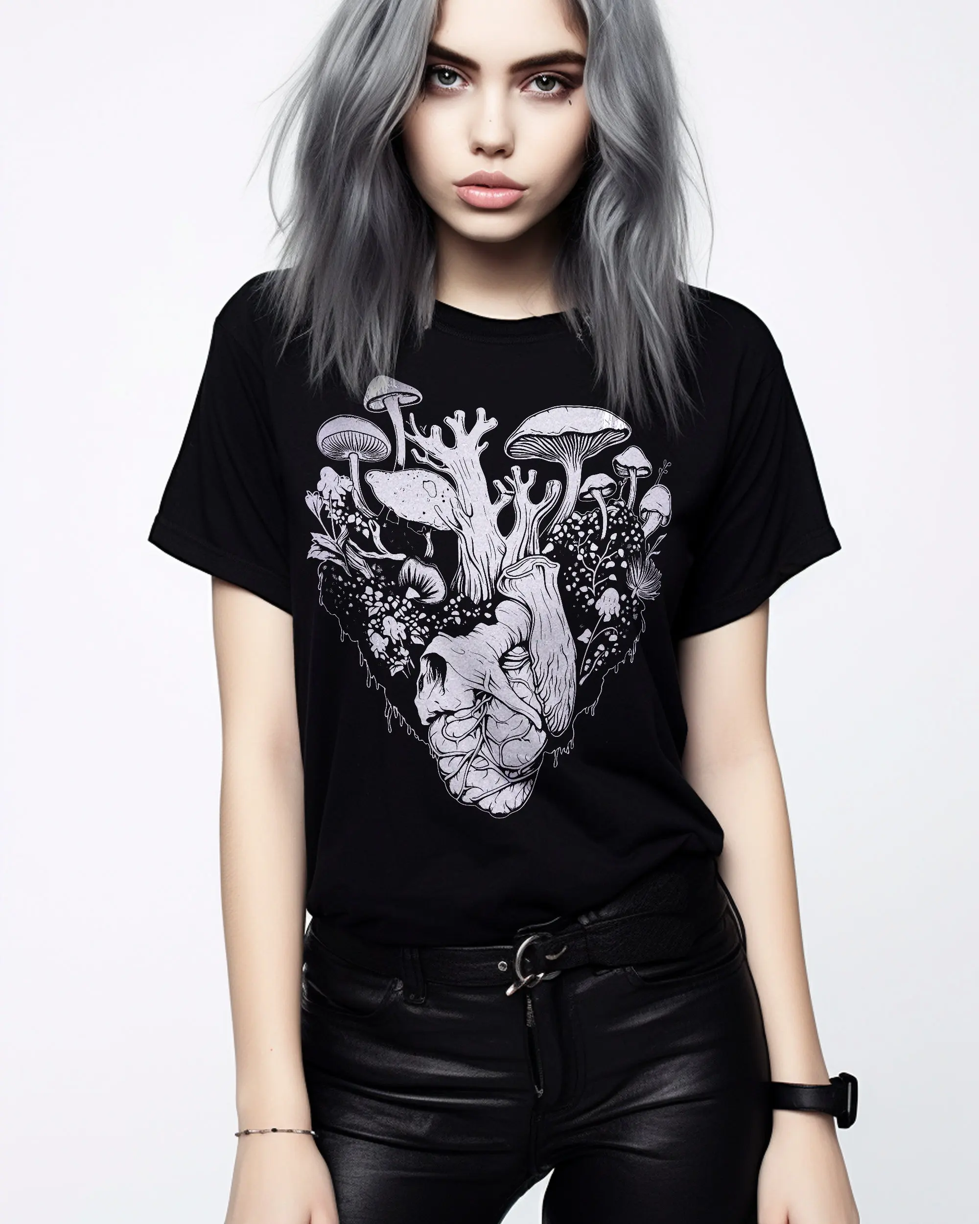 Cottagecore Mushroom Heart T-shirt Fairycore Fairy Grunge