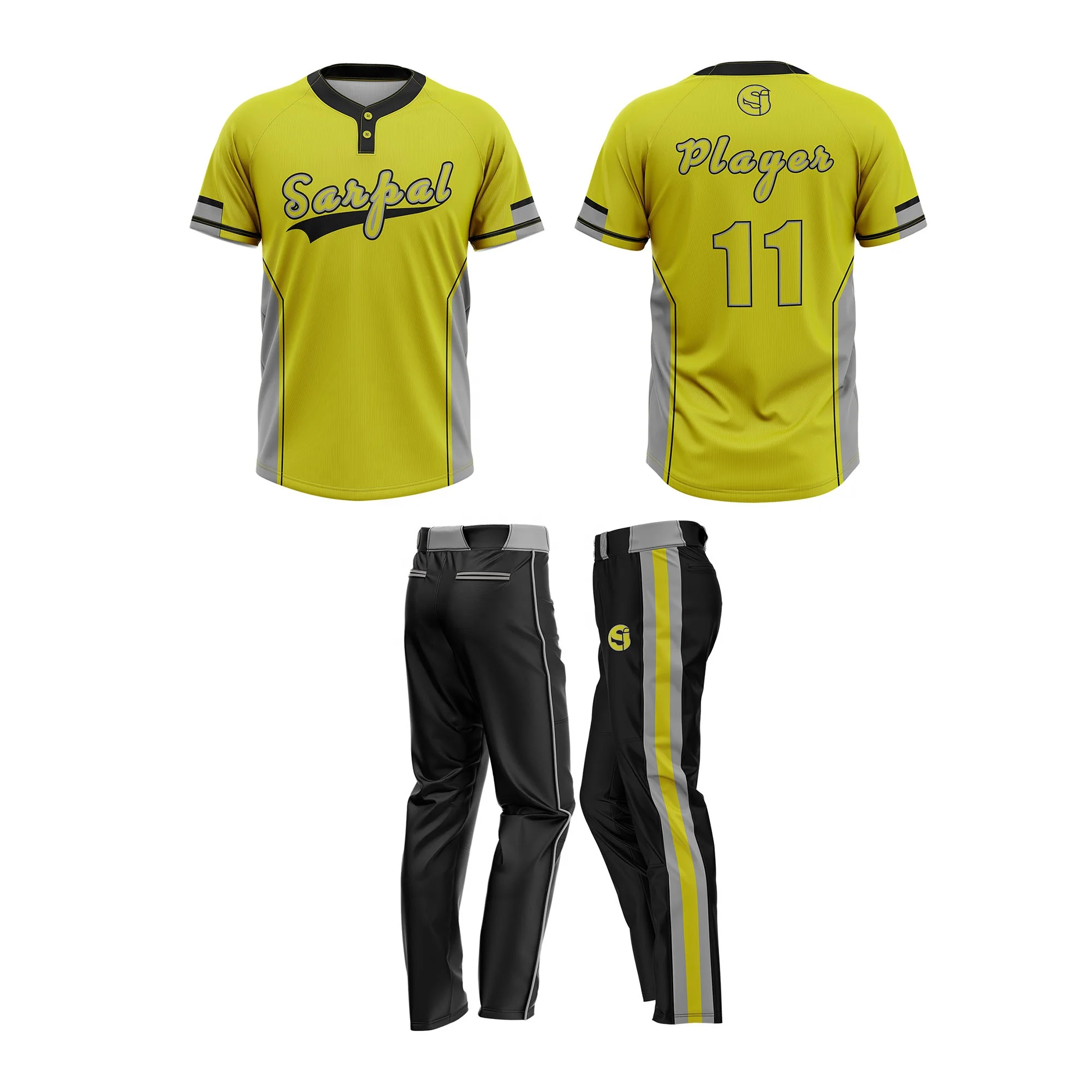 Unisex Professional Custom Made Sportswear Light Weight Two Button Jerseys Baseball Uniform Plus Size Sets