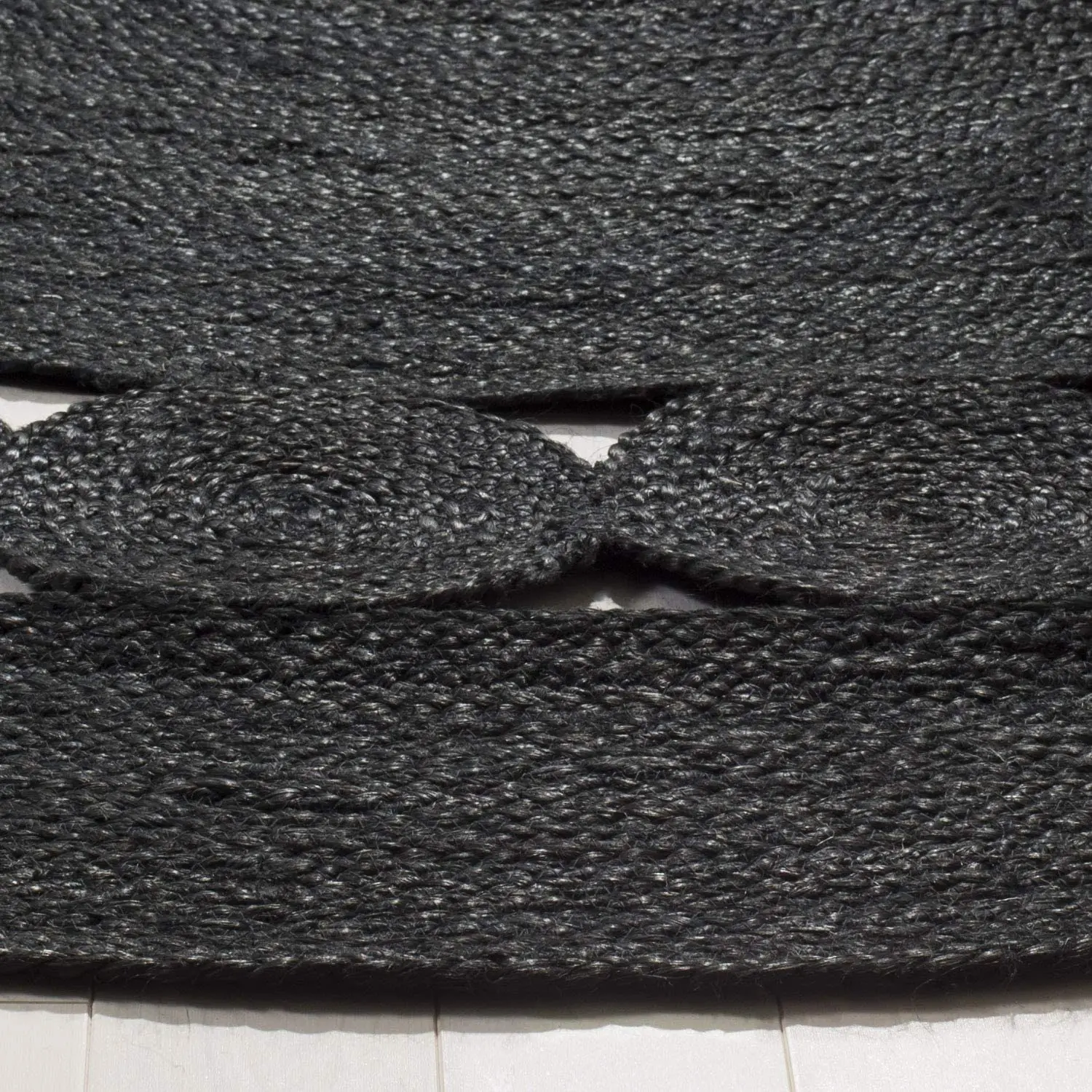 Natural Fiber Round Collection Round Black Handmade Boho Charm Farmhouse Jute Area Rug