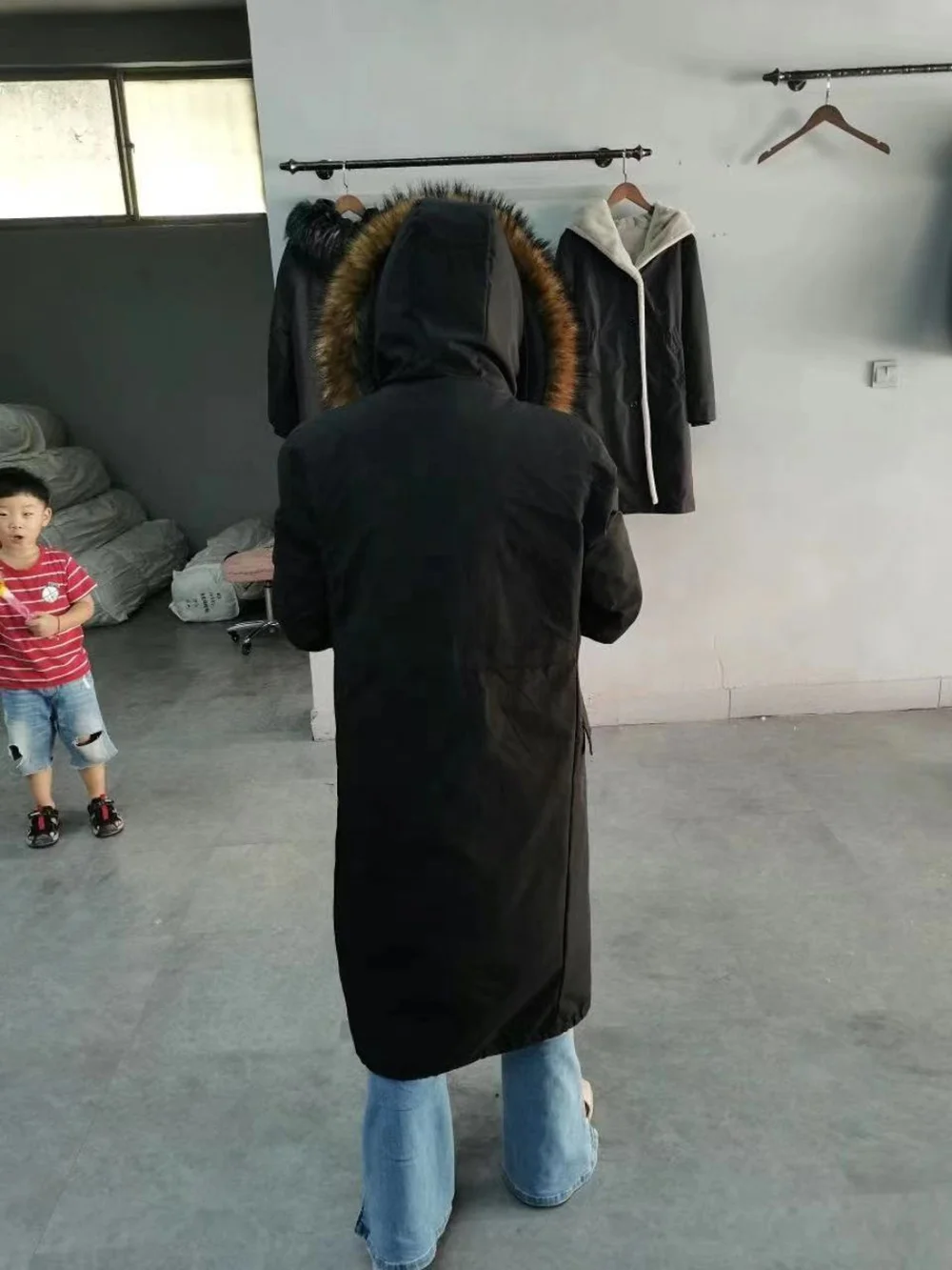 New Custom Design Lady Fur Collar Long Hoodies Warm Jackets Plus Size Winter Coat Women Parka Jackets