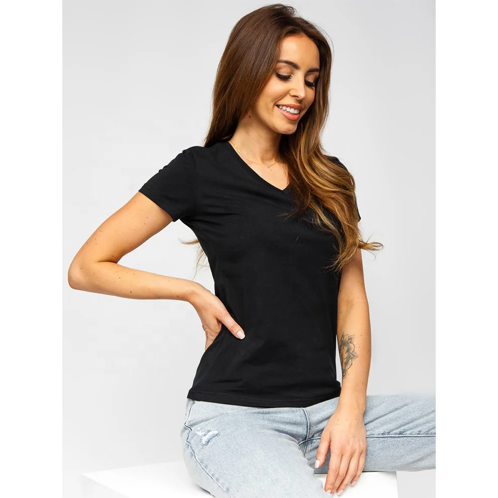 Custom logo printing organic cotton t shirt for women shirt