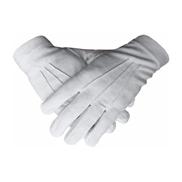 Amazon top sale White Cotton Gloves Embroidered Logo Freemason Breathable and Comfortable Masonic Gloves for Sale