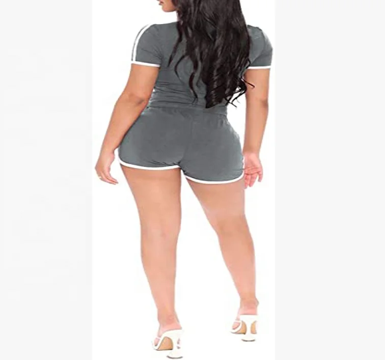 2023 Fashion Summer Casual Gym Sports Women Clothing 2 Piece Crop Top And Biker Shorts Sets Two Piece Short Set