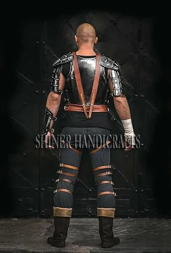 Medieval Guts Berserk Half Armor Suit Warrior Wearable Costume Black Polish Half Suit Pauldron Warrior Shoulder Jacket Halloween