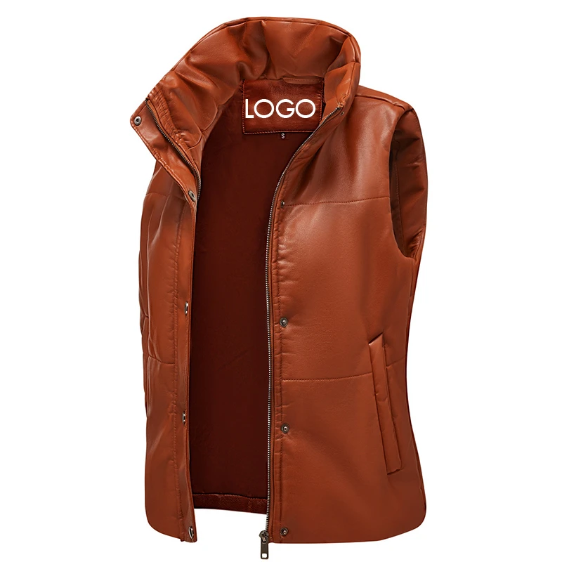 Sleeveless Fur Black Leather Vest for Women Plus Size Motorbike Leather Vest Trendy Cowhide Leather Waistcoat