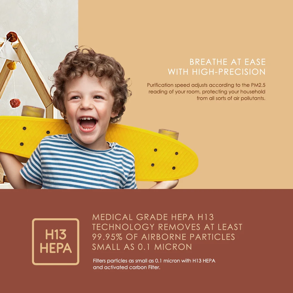 [ BION ] Air Purifier Model A100 Breath Fresh Air HEPA Filter Air Cleaner Anti Odor Anti Bacteria App control CADR Value: 208 m3