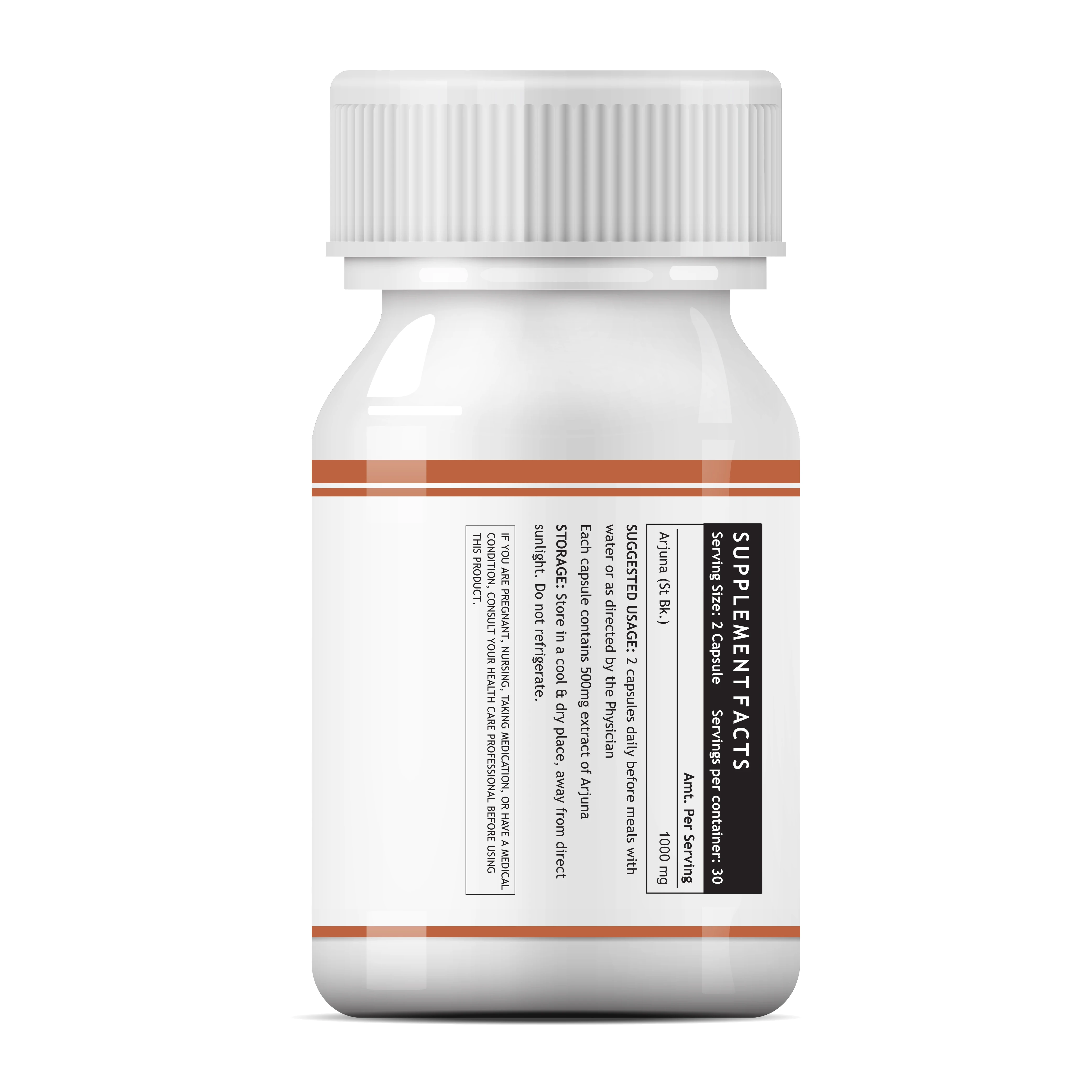 Arjuna Vegetarian Capsules 500mg Herbal Supplements 2 Capsules Daily Heart Health Cardiac Health GMP Certified HDPE Bottle > 25%