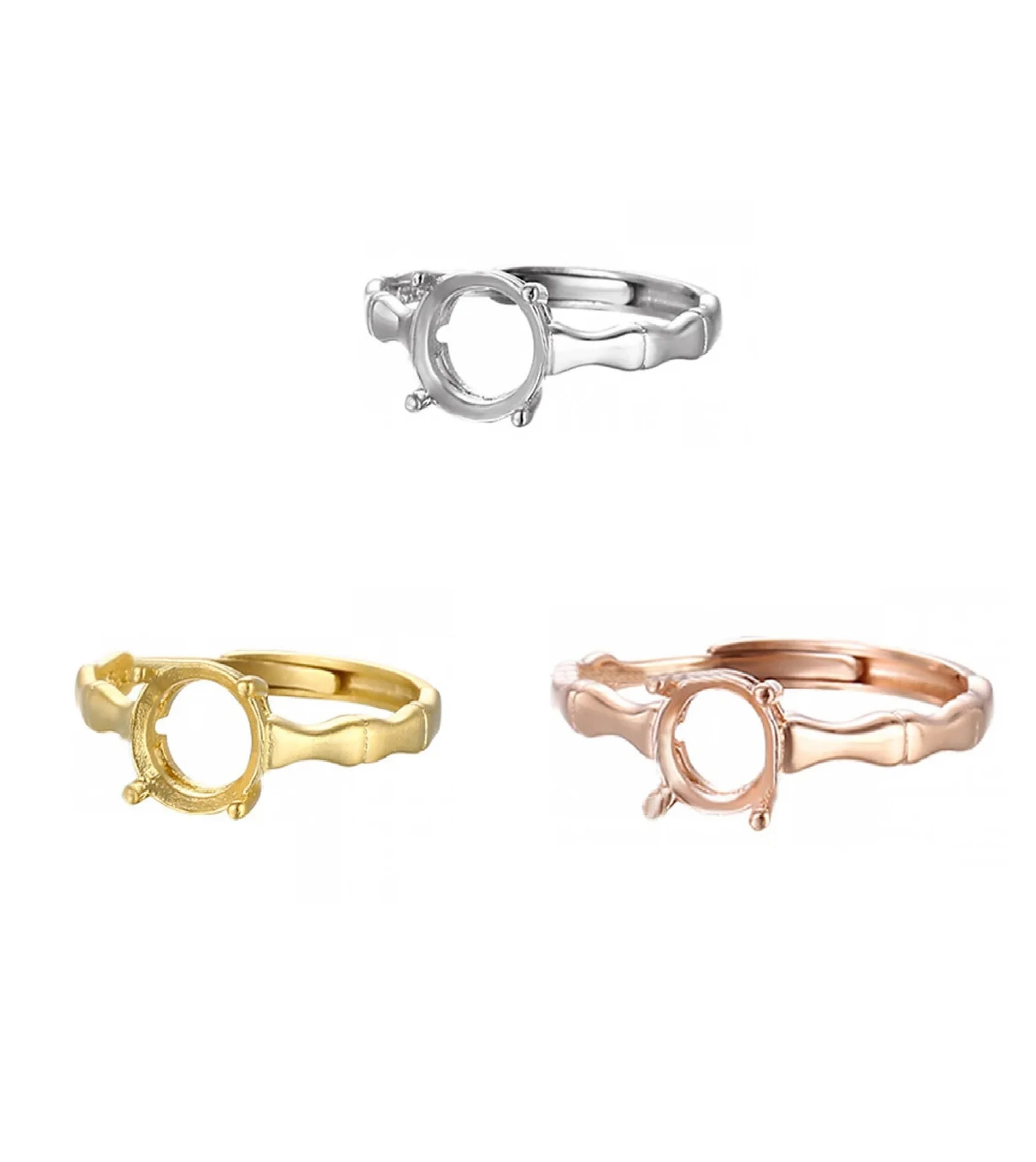 Minimalist Eternity Vermeil Adjustable Plain 925 Sterling Silver Prong Mountings DIY Ring Making