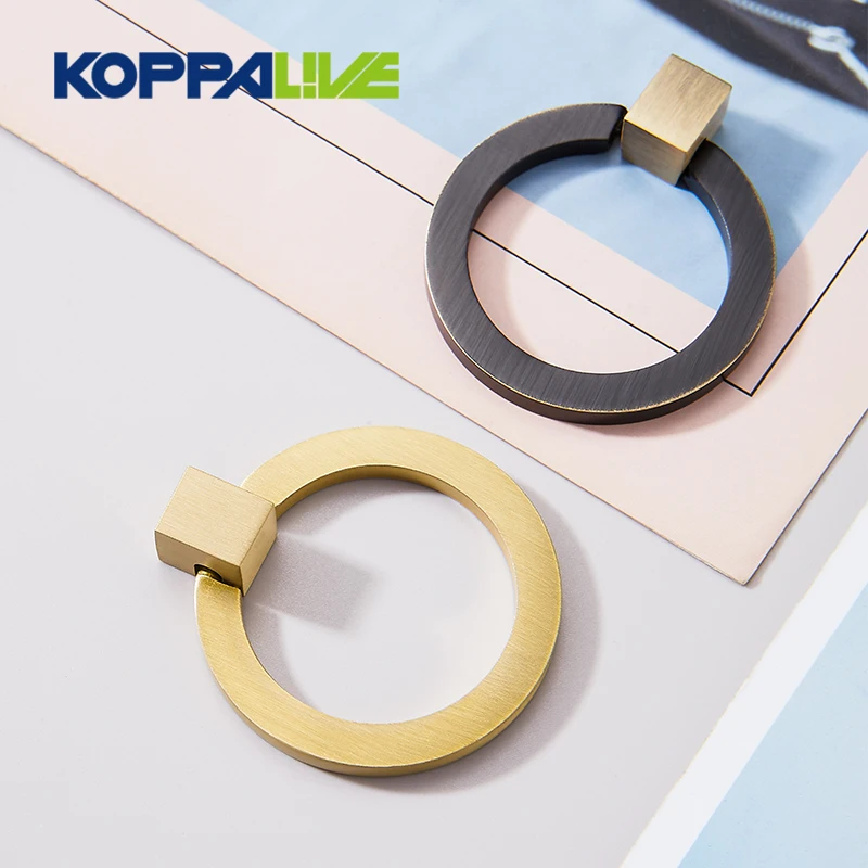 Koppalive matte brass ring pulls gold and black brass dresser drawer knobs universal furniture kitchen cabinet handle