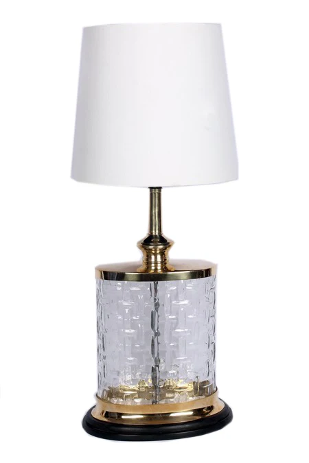 Modern Designer Table Lamp with Crystal Glass Brass PC Body round Wood Shade LED Light Source 110V for House Decoration Room Use
