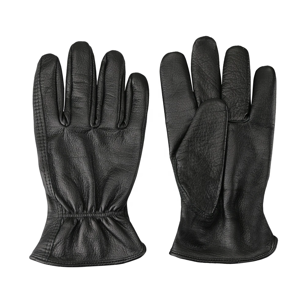 Manufacturer Custom Logo Solid Color Men Car Drive Motorcycle New Fashion Deerskin Car Driving Leather Gloves For Adults