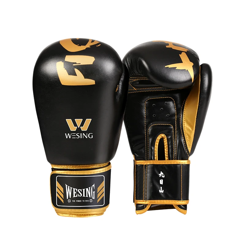 Wesing Boxing Gloves Professional Leather Training Sparring Oem Custom Logo Kick Boxing Gloves
