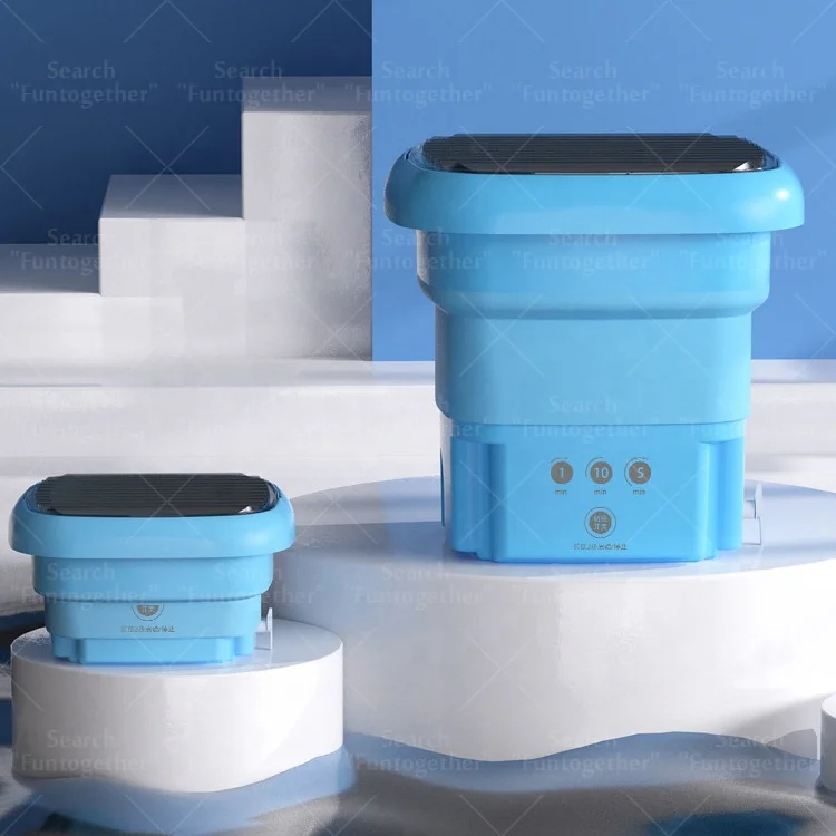 Funtogether new portable t-shirt underwear washer bucket foldable semi mini automatic washing machine