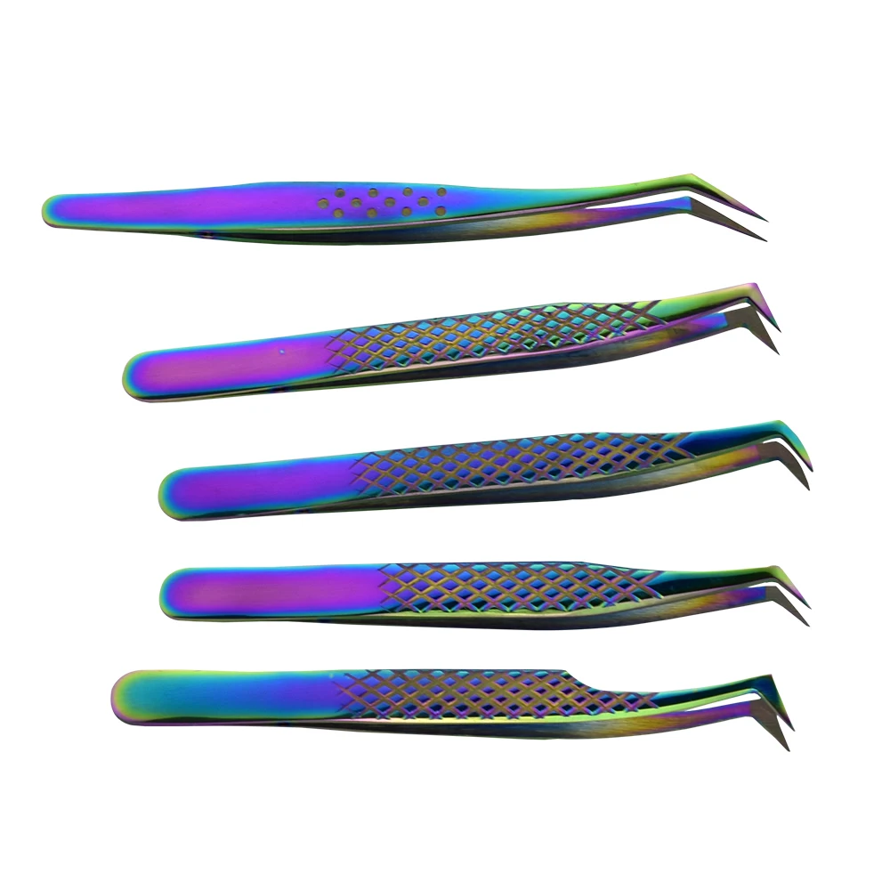 Lash Tweezers Set 5 Pcs Custom Logo Accessories Tool Eyelash Tweezers Removing Eyelash Extension Stainless Steel