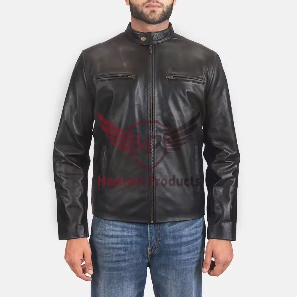 Wholesale Fashion Black Leather Jacket for Men - Latest Design Genuine Sheepskin 100% Leather Jacket at Unbeatable Prices