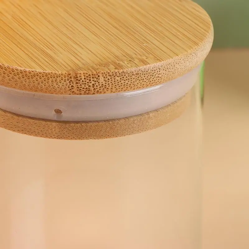 Transparent Glass Storage Tank Food Container With Bamboo  By KSN