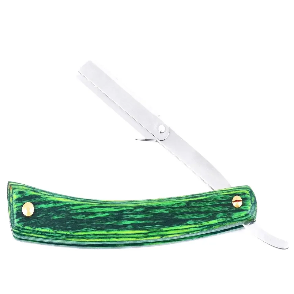New Top Quality Half Blade Cut Throat Straight Razor Barber Stainless Steel and Wooden Handle with Pouch for Men