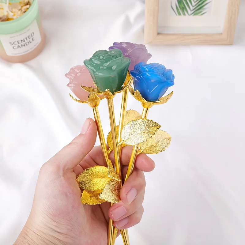 Cheap Price Wholesale Natural Healing Crystal Rose Flower Carvings Craft For Gift