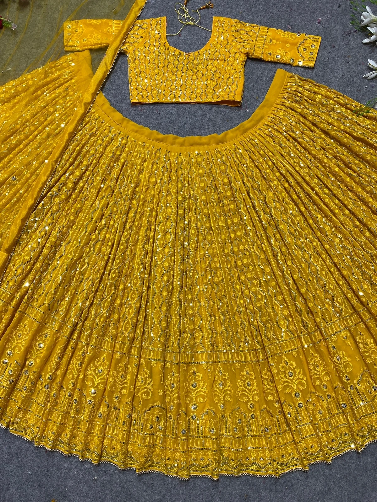 Attractive Bridal Yellow red blue black Colour Georgette Fabric Embroidered Party Choli Women Lehenga Choli India & Pakistan