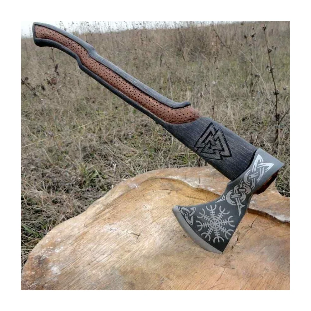 Portable Carbon Steel Camping Axe Camping Tool Multi Purpose Hatchet Wooden Handle With Protected Cover