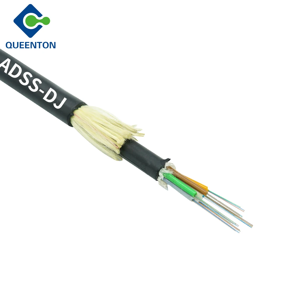 FTTH G652D Single PE Jacket 6-96 Cores ADSS optic fiber cable Single mode fiber optic cable