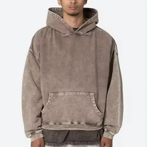 Customized own blanks street vintage washed hoodie