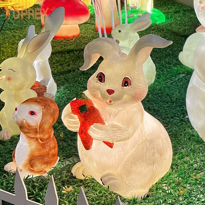 Gardening Garden Creative Ornaments Resin Animal Decor Resin Fiberglass Rabbit Sculpture Chinese New Year Rabbit Decoration