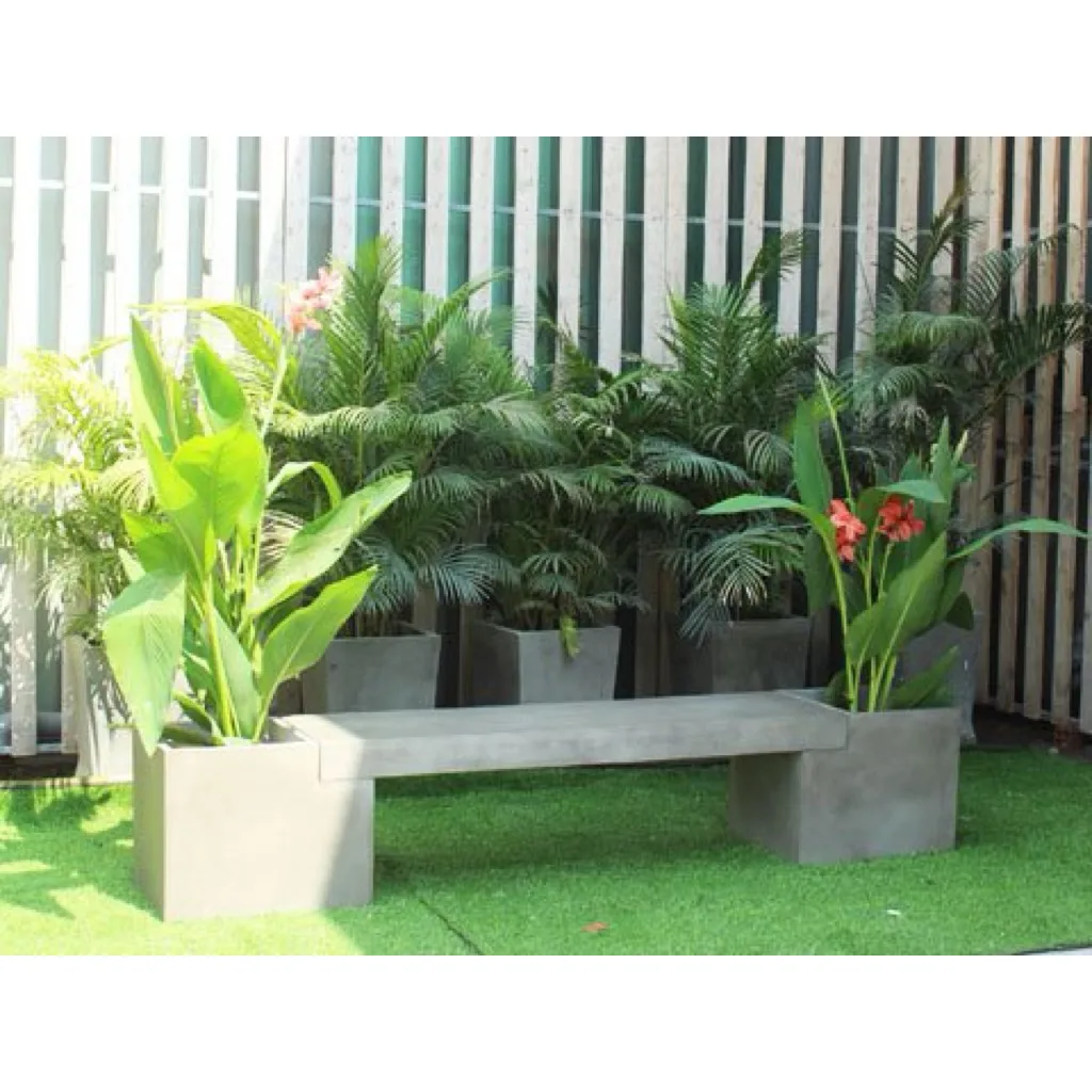 Manufacture Custom Public Patio Garden Bench Seat Concrete Outdoor Park Bench with Planter Heavy-Duty Park Bench