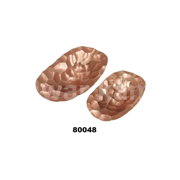 High Quality 2 Pcs Metal Oval Plate With Copper Finished For Home Kitchen Counter Top Decor